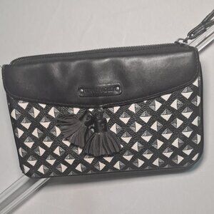 Vera Bradley Tassel Wristlet - Black & White Geometric Pattern